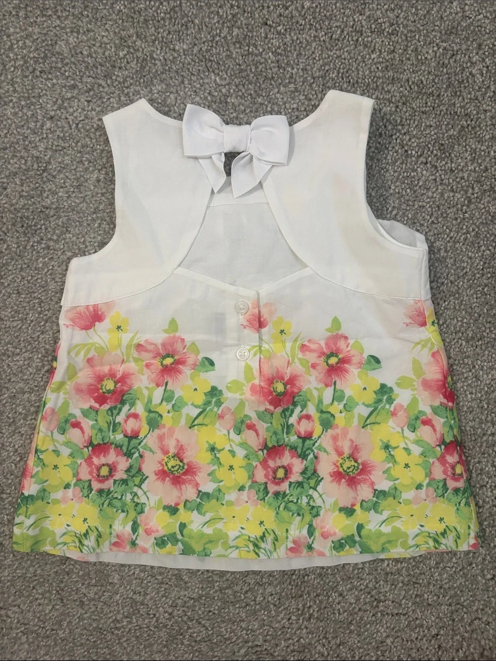 Janie and Jack White Tank with Pink and Yellow Floral Border